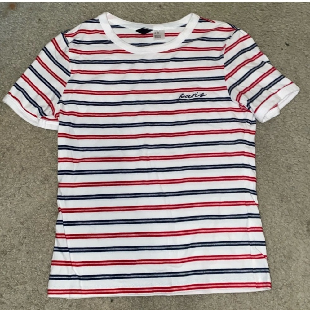 H&M Divided Paris Red White & Blue Striped Shirt